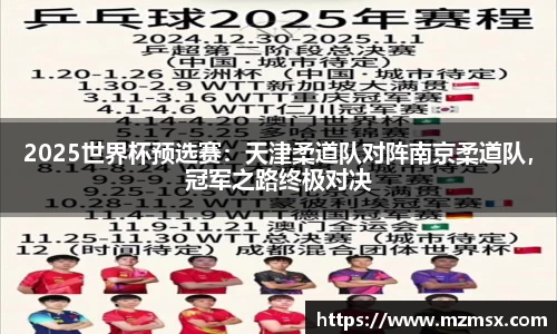 2025世界杯预选赛：天津柔道队对阵南京柔道队，冠军之路终极对决